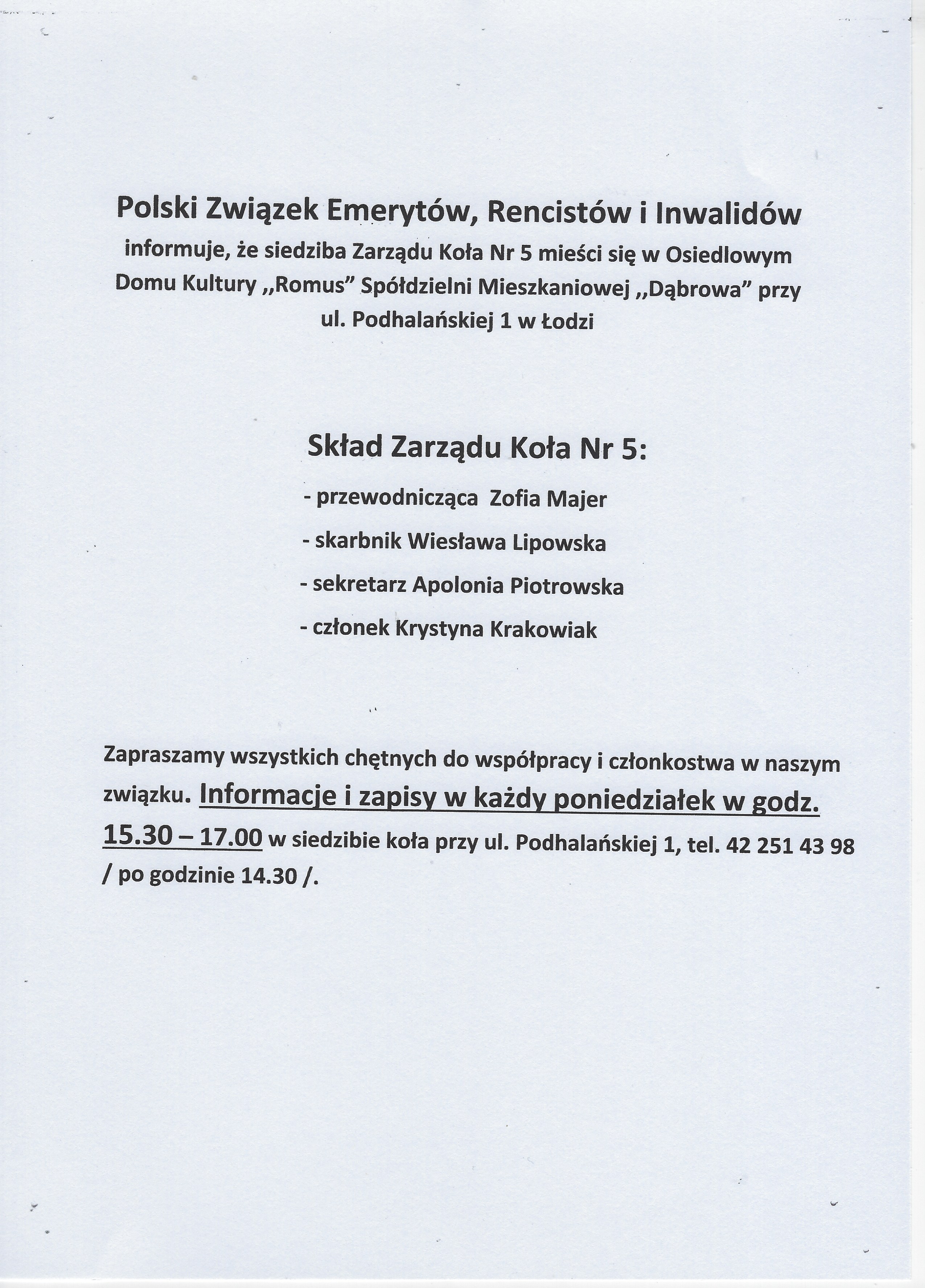 Koło seniorów - IX 2025
